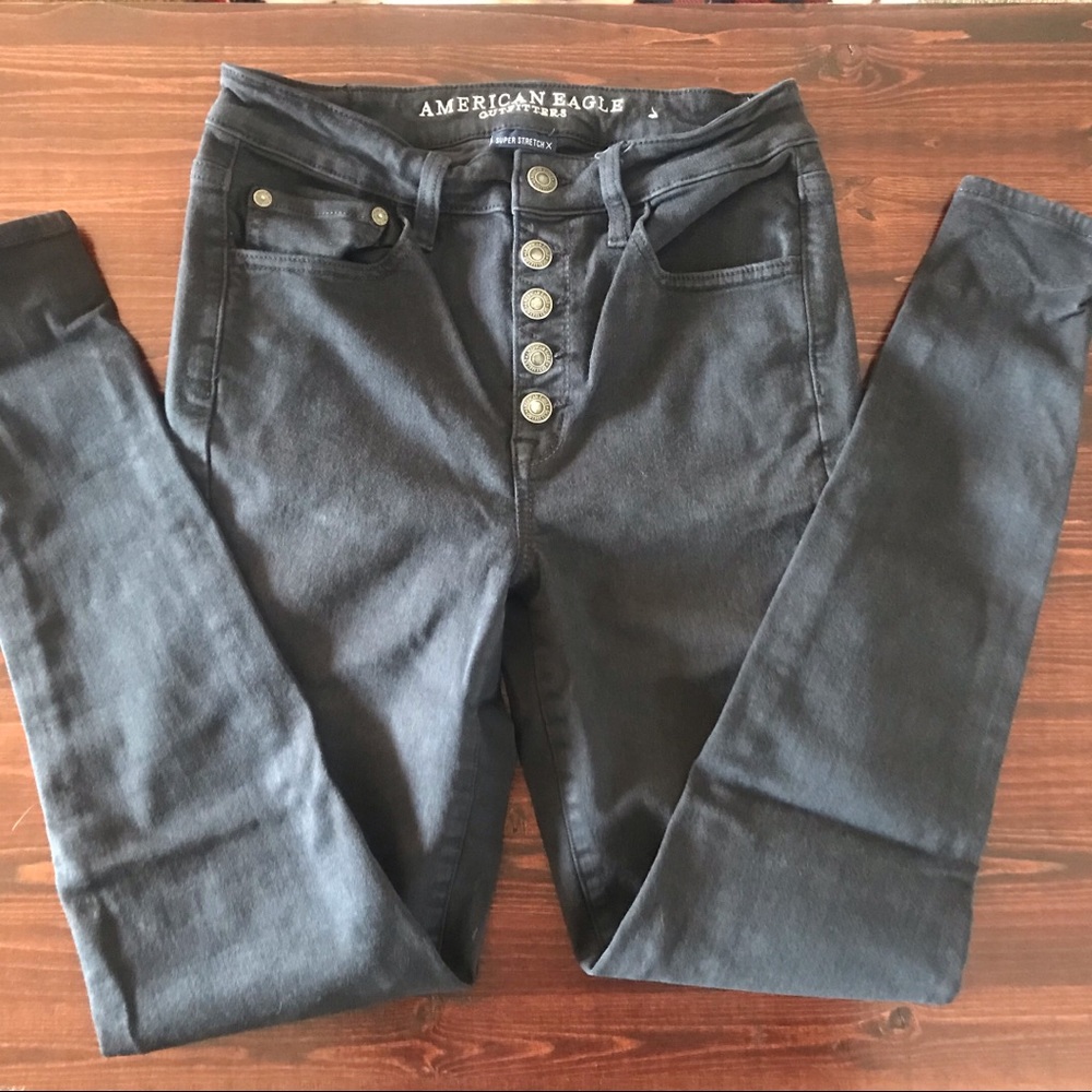 AE Super High Rise Button Fly Jeggings